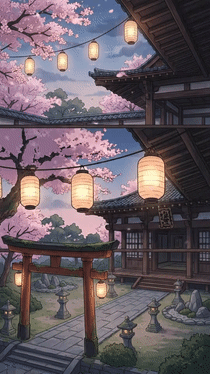 Animierter Samurai-Schrein